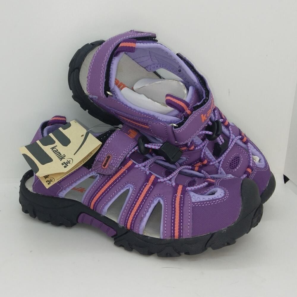 Kamik Girls New W/Box Closed Toe Purple W/Pink Sandals - Sz. 4